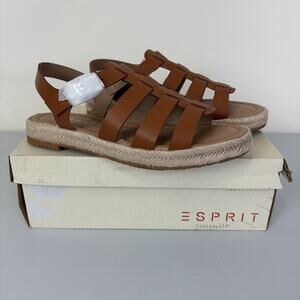 Esprit Women's Anna‎ Gladiator Espadrille Sandal Whiskey Brown 7M Casual Comfort